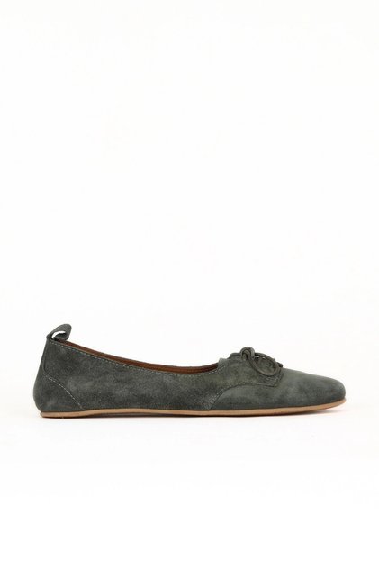 Khaki Suede Women's Flat Ballerinas 01We5502