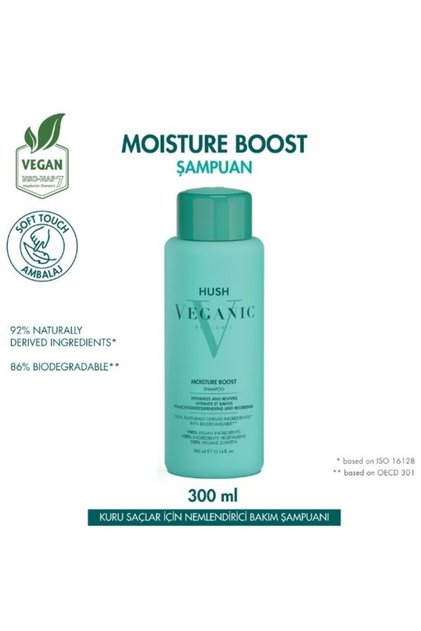 HUSH Veganic Moisture Boost Kuru Saçlar İçin Nemlendirici Şampuan