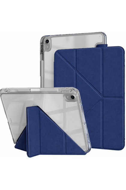 Apple iPad 11.Nesil A16 11inç/10.Nesil 10.9inç Kılıf Mika Trifolding Şeffaf Kalem Bölmeli