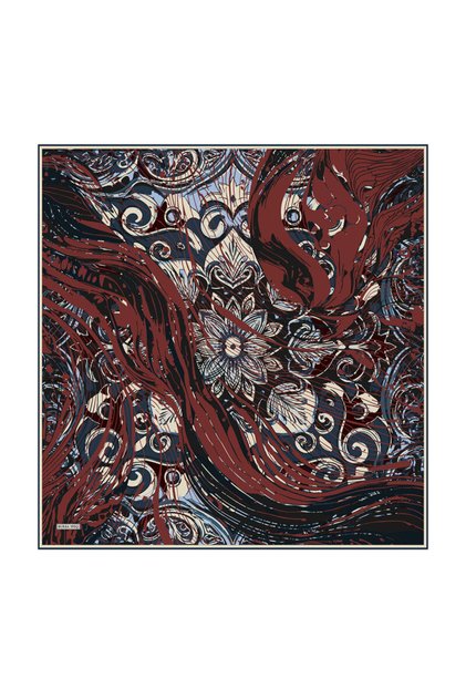 Burgundy Rhythm Pattern Twill Silk Scarf
