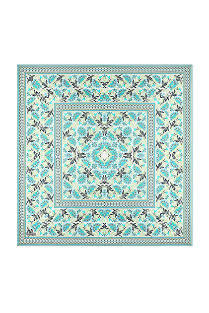 Mint Carnation Pattern Twill Silk Scarf