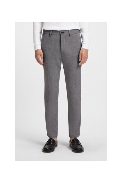 Melang Dokulu Esnek Kumaştan Slim-Fit Pantolon
