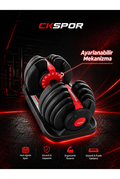 CKSpor 24 Kg Ayarlanabilir Dambıl Mekanizmalı Çok Fonksiyonlu