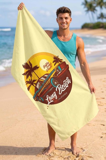 Tong Beach Car Digital Printed 75x150 Cm Beach Towel