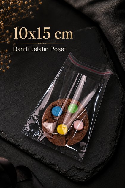 100Ad. Kurabiye Şeker Parti Baby Shower Doğum Hediyelik Kendinden Yapışkanlı Jelatin Bantlı Poşet