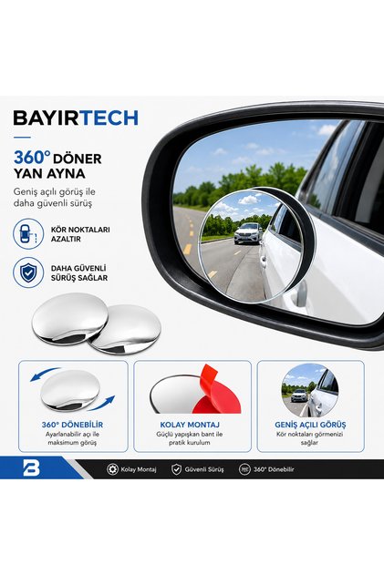 Oto Araç Kör Nokta Ayna Prizmatik Ayna Araba Aynası 360° Oynar