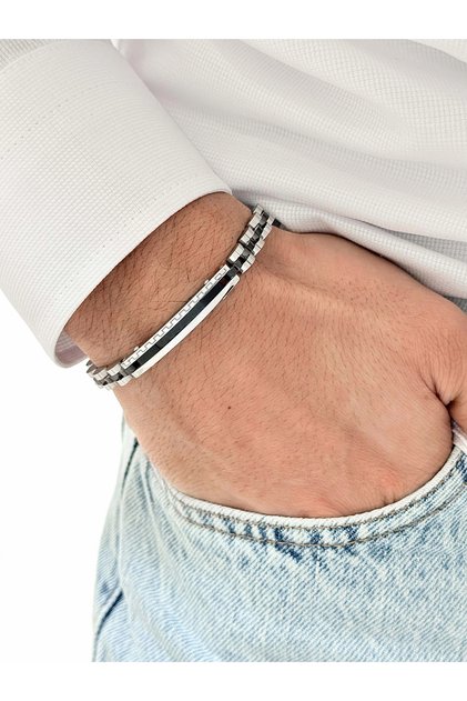 Silver Steel Men's Bracelet Frj10104A-A 2 Year Warranty with Gift Package