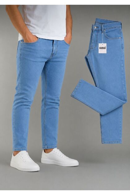 Men's Blue Slim Fit Narrow Leg Jeans