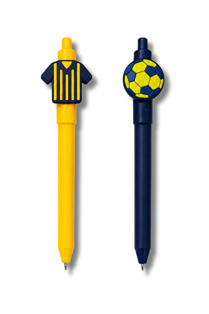 Yellow Navy Blue Flexible Grip Comfortable Writing Double Fan Pen