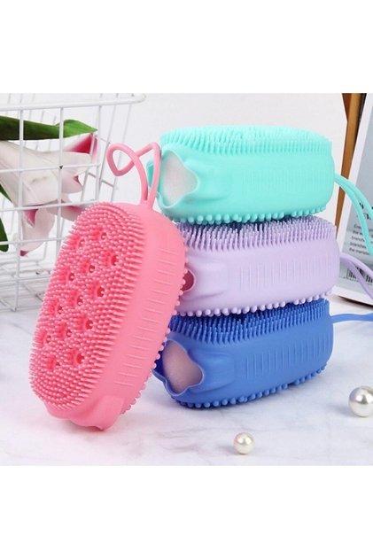 Double Sided Sponge Foamed Silicone Back Body Scrub Brush