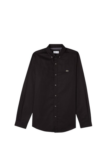 Erkek Slim Fit Düğmeli Yaka Siyah Gömlek