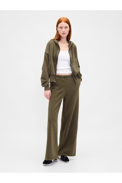 Kadın Yeşil VintageSoft Baggy Wide-Leg Eşofman Altı