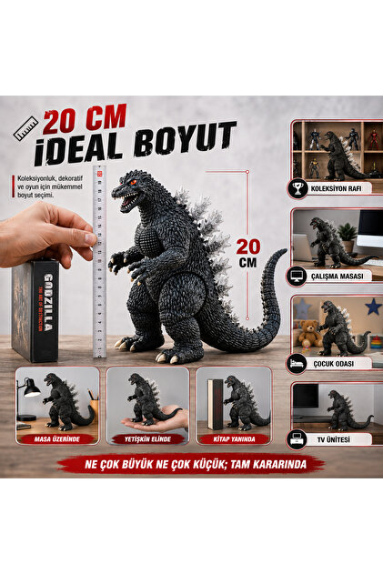 e-life shop 2'li Godzilla Aksiyon Figürü Seti 20 CM Soft Dokulu