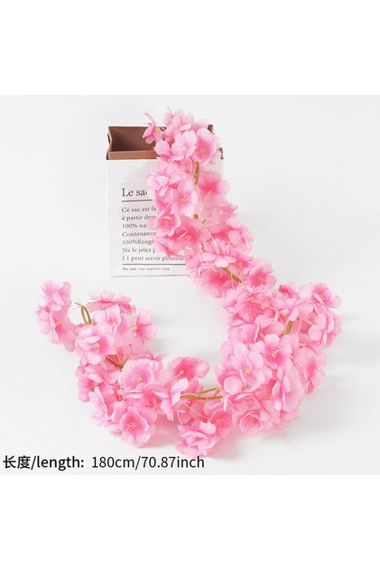 Rose Red 180CM Artificial Sakura Flowers Vine Wedding Garden Rose Arch Home Party Decoration Christm