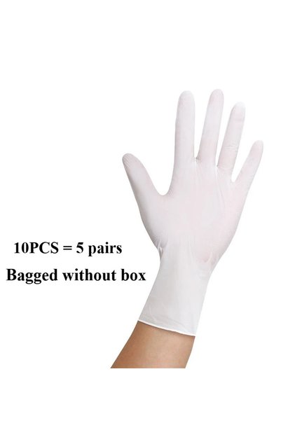 S White 10PCS 10-100PCS White Nitrile Disposable Gloves,Latex Free,Powder,Household Gloves for Cooki