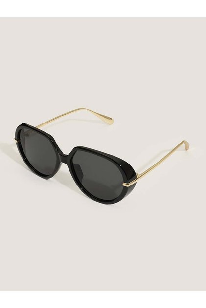 Unisex Cat Eye Güneş Gözlüğü Siyah Çerçeve Füme Cam UV Korumalı Alex C2