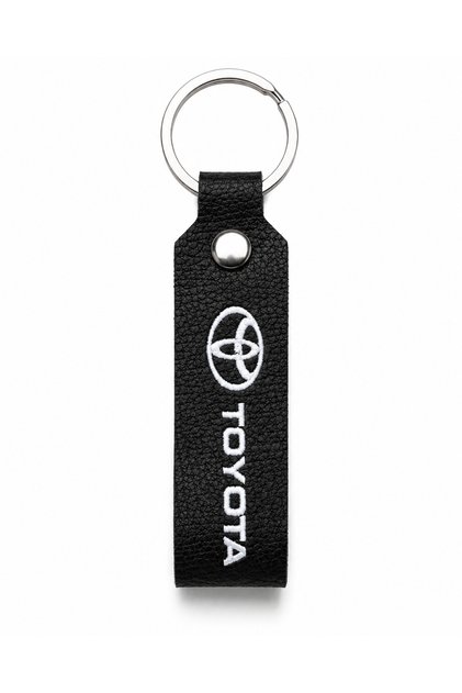 Toyota Logo Printed Black Faux Leather Keychain