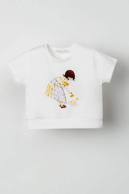 4-8 Years Old Name Magnificent Girl's T-Shirt-Ecru
