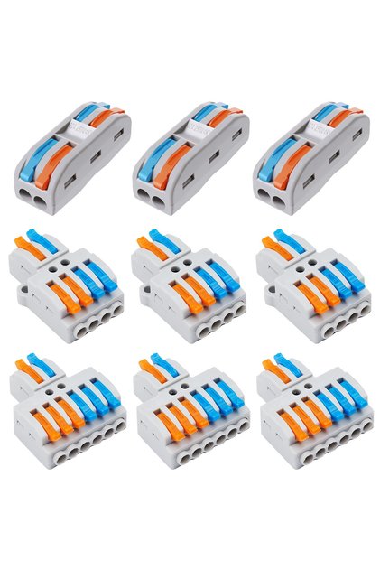 9PCs 9pcs Compact Splicing Wire Connectors Assortment Pack Lever Connector Kit, Quick Wiring Connect