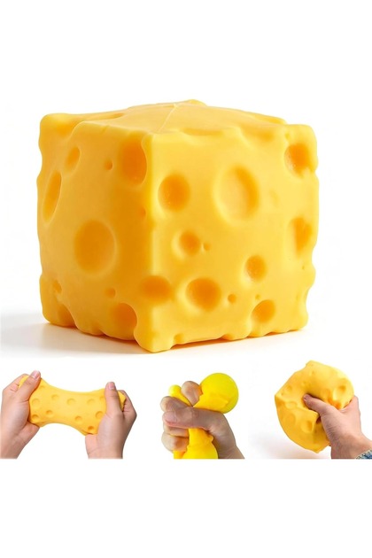 Cute Cheese Squishy Fidget Toy – Soft Sensory Squeeze Ball for Stress Relief, Kids & Adults