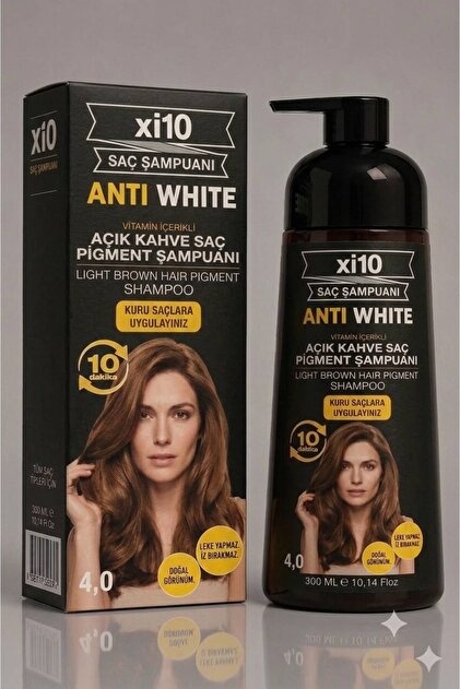 Beyaz Kapatıcı Şampuan (Açık Kahve 4.0 ) Saç Beyaz Kapatan ŞampuanBoya (Amonyaksız Formül) 300 ml.