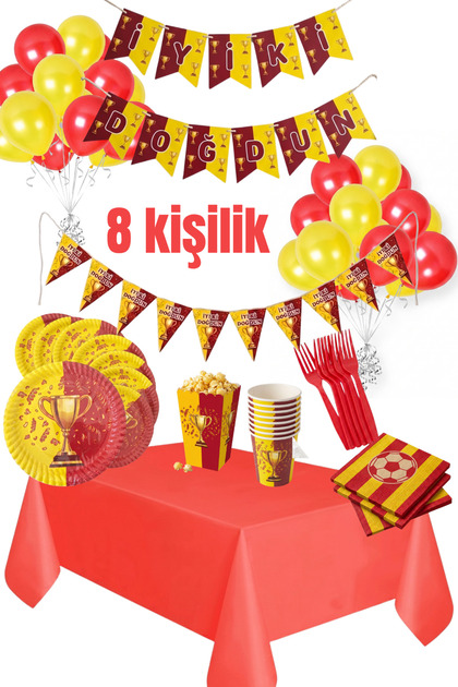 Galatasaray Parti Seti Gs Cimbom Gs Parti seti Taraftar 8 Kişilik Konsept Doğum Günü