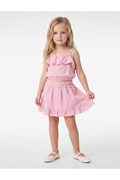 Fırfırlı Pembe Kız Bebek Etek 6SMG70007AK