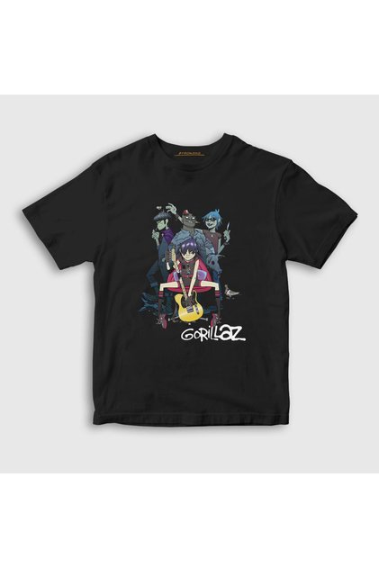 Unisex Kids Black Band Gorillaz T-shirt 54129tt