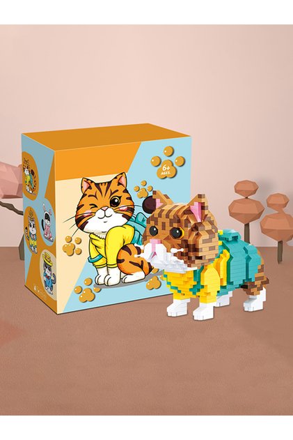 Block Cat Figures - Brown 846 Pieces