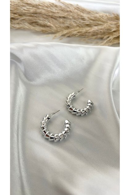 Women's Silver Color Layered Half Hoop Earrings