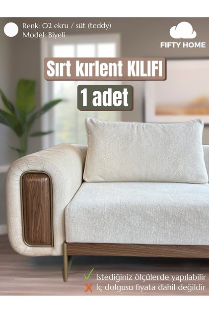 1 Piece of Cover - Large Back Cushion Pillow Cover with Zipper-Teddy Fabric Tubular Model