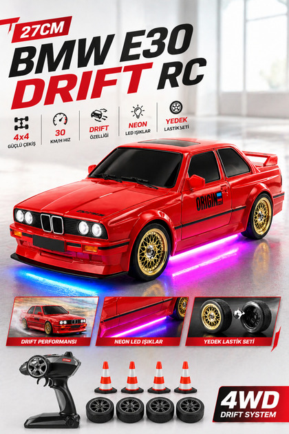 ま*り様 【未開封！LED電飾付き！】1/10  E30型 Mスポーツ ブ YILDIRIM OYUNCAK Uzaktan Kumandalı Şarjlı 30km/h Yapan BMW E30