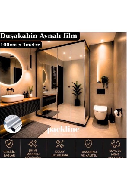 Self-Adhesive Anti-Scratch Mirrored Shower Cabin Glass Film 100cm X 3Meters