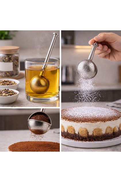 Practical Stainless Steel Flour Cocoa Powder Sugar Sieve And Herbal Tea Brewing Strainer