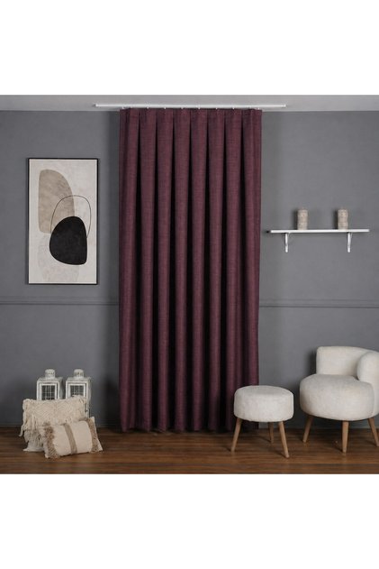 Linen Blackout Background Curtain 1/3 with Frequent Pleats for Cornice
