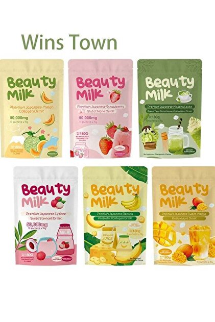 Wins Town Beauty Milk Japanese Glutathione Collagen Fruity Drink 10 packs x  18g 180g