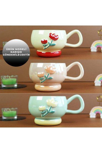Pastel Flower Ceramic Coffee Cup Bm-2364