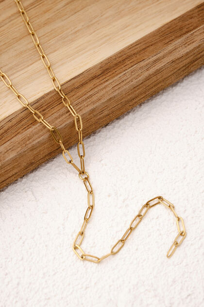Steel Paperclip Y Necklace Chain Low-Cut Necklace 2mm Elegant Minimal 50cm