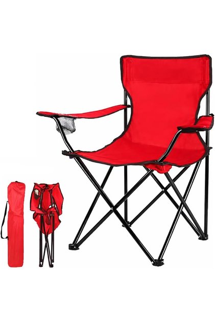 Foldable Camping Chair with Cup Holder 80×80×50cm | Portable Outdoor Chair with Carry Bag [Lightweight] for Camping, Beach, Fishing & Picnics