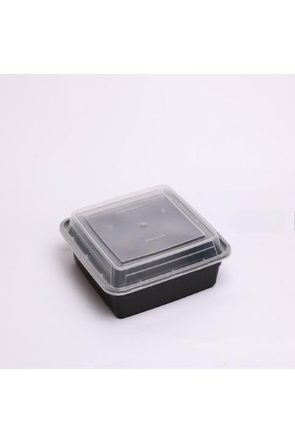 RE48 Disposable Black Base Rectangular Plastic Microwave Containers