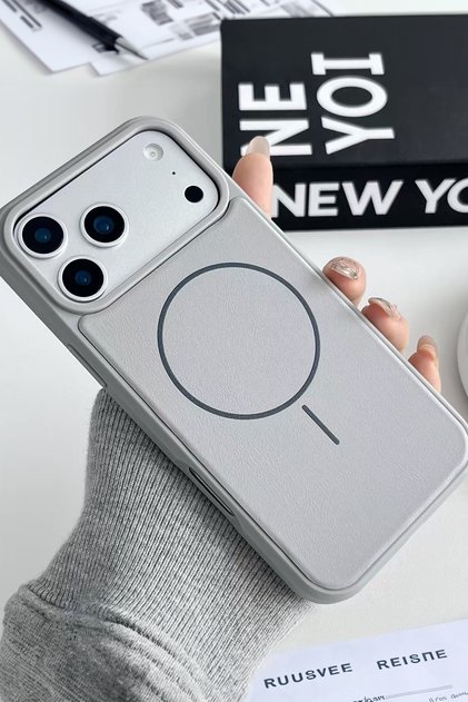Iphone 17 Pro Max / 18 Pro Max Uyumlu Magsafe Destekli Deri Görünümlü Premium İçi Kadife Telefon Kılıfı