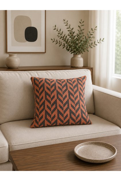 Zigzag Jacquard Woven Throw Pillow Cover Orange 43X43