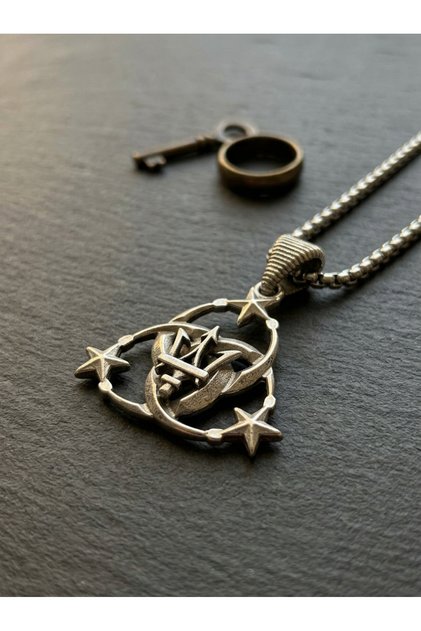 Poseidon Retro Design Starry Knot Stainless Steel Chain Men's Necklace