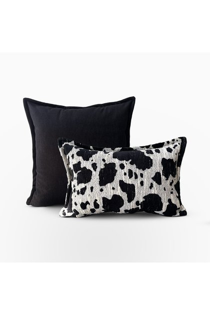 "Black & Cow" Textured Patterned Cushion Cover Set