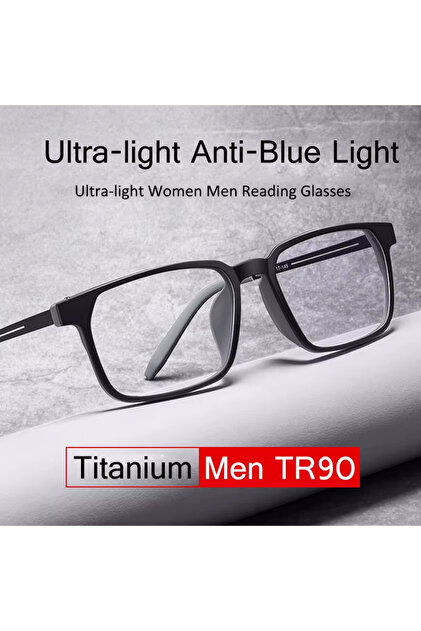 +150 black New Pure Titanium Reading Glasses Men Women TR90 Anti-Blue Ray Full frame Computer Specta