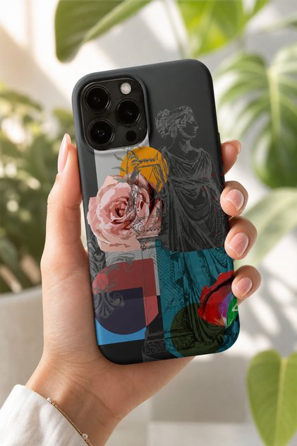 iPhone 15 Pro Max Compatible Launch Silicone Artistic Design Shock-Absorbing Case Black