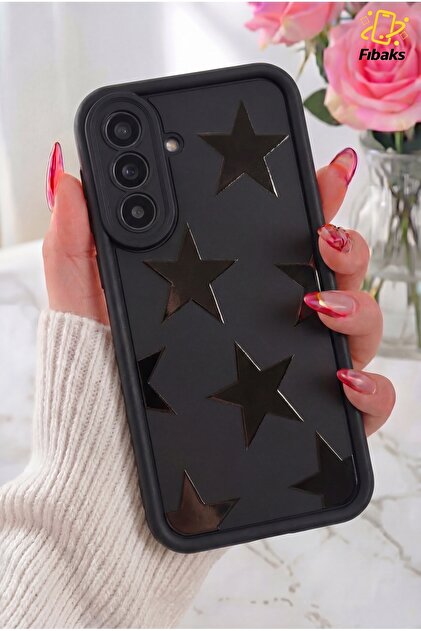 Galaxy A57 Kılıf Siyah Yıldız Star Desenli Silikon Darbe Emici Klasik Silikon Kapak