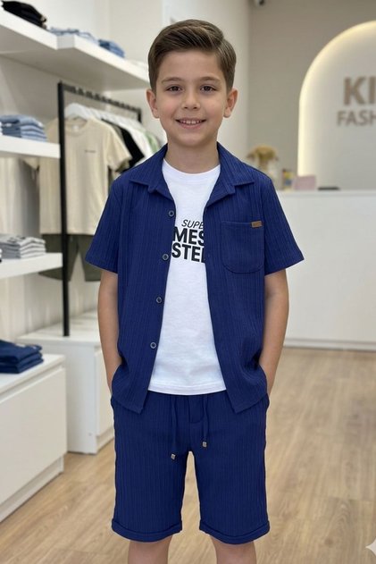 6-15 Years Old Boy's 3-Piece Set Shirt Shorts T-Shirt Summer Combination Set