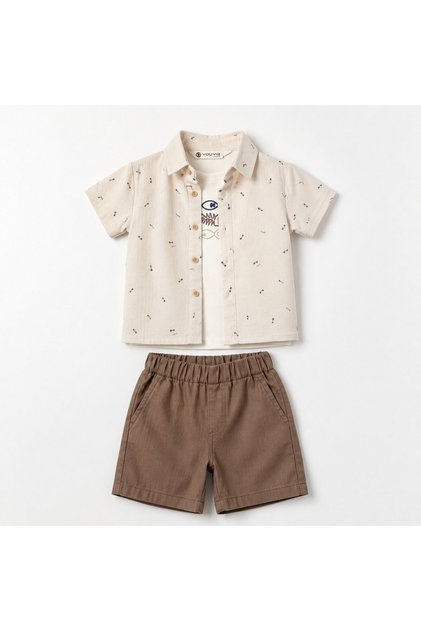 Baby boy 3-piece set, t-shirt, shirt and shorts 6-24 months