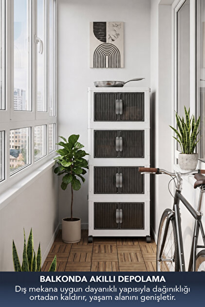 Lavine ”MEDIUM” 4 Katlı Portatif Dolap Organizer 30LT Çok Amaçlı